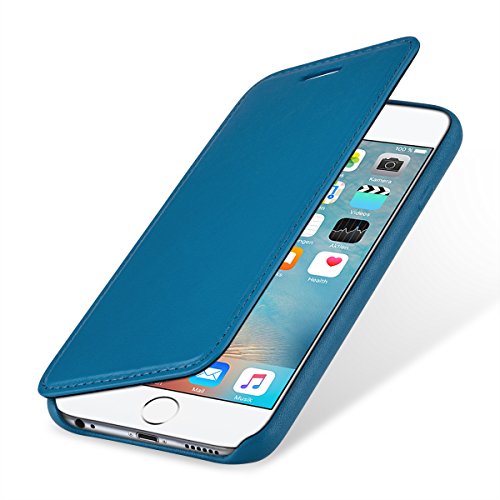 examen StilGut Premium Book Type, housse en cuir pour iPhone 6/6s, en bleu aqua nappa