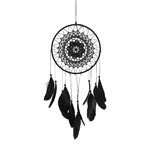 SOLEDI Dreamcatcher Traumfänger Glücksbringer exquisite Stickereien aus der schönsten Geschichten in der amerikanischen indischen Mythologie (schwarz)