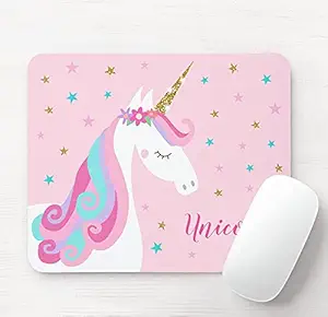 DarkBuck Mouse Pad for Girls Laptop Desktop PC Mousepads Gaming Rubber Base with Anti Skid Smooth Surface Pink Cute Unicorn Mousepad (22 cm x 18 cm) (Unicron Design 1)