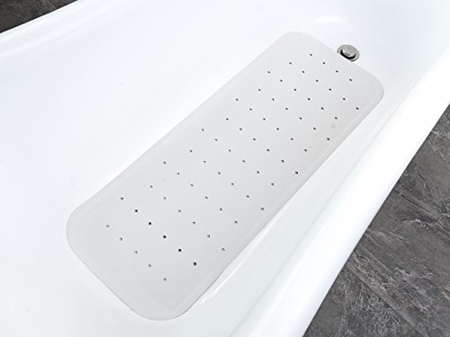 Benoku Badewannenmatte mit Saugnäpfen | aus Naturkautschuk | extra lang & rutschfest | Creme-weiß | 36 x 97cm | Badewanneneinlage und Duschmatte - 3