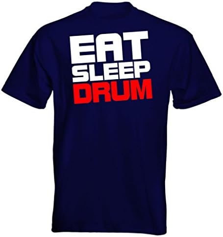 Eat Sleep Clothing By Velocitee Mens Premium T-Shirt Eat Sleep Drum Logo 2 XXL Navy