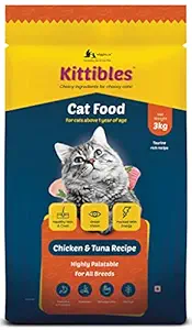 Kittibles Cat Food Dry Adult, 3kg - Chicken, Tuna Fish, Ashwagandha, Rosemary Extract