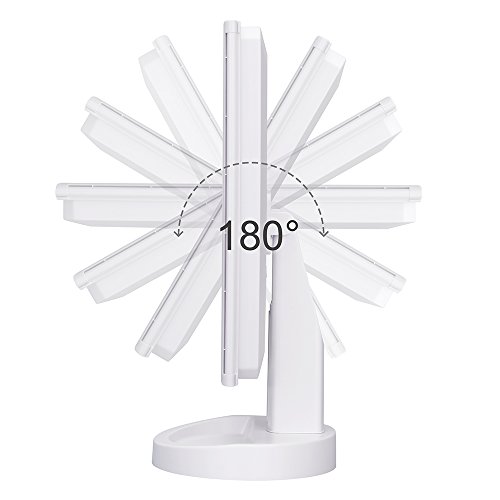 KEDSUM Generic Spiegel Triptychon 1 x beleuchtet mit 1 kleiner Spiegel 5 x Vergrößerung bis 3 Saugnapf, Touchscreen, 180 ° Rotation,Taschenspiegel, Make-up, Spiegel,Tisch, Licht LED,Triple zusammenklappbar - 5