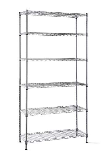 Kithome H50K6B9035CRO Estantería de Acero Cromado de 6 Baldas y Doble Posibilidad de Montaje, Cromo, Mediano