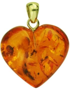 InCollections Damen-Anhänger 333/000 Goldschlaufe mit Bernstein-Herz OS08389