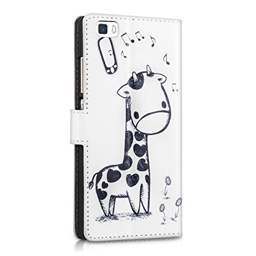 kwmobile Funda para Huawei P8 Lite  2015  - Carcasa de  Cuero sint  tico  con dise  o de Jirafa - Case con  Tarjetero 