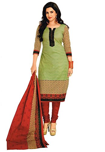 AngelFab Women's Cotton Dress Material(PRE411_green_Free Size)