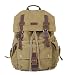 Produktbild OORDEE Groß Segeltuch Leder Rucksack Camping Reise Wandern Outdoorrucksack Daypacks für Laptop bis 15 Zoll Schulrucksack (Armee-Grün)