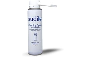 Audilo |Spray Brosse Nettoyant pour Appareil Auditif, Embouts Auriculaires et Bouchons d'Oreille |210 (150 ML NET)
