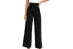 LIAOPUFUS Traje para Mujeres-Pantalones Fluidos de Cintura Alta, Cinturón de Pantalón Ancho, Cinturón de Pantalón de Cercanías, Ropa Casual