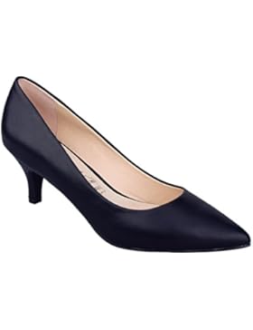 Greatonu Spitz Pumps Nubukleder Kitten Absatz Pointed Toe