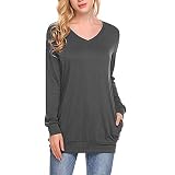 Camisa de Manga Larga de Color sólido con Cuello en V Camisa compacta...