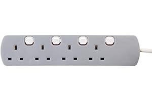 PRO ELEC PELB1768 4 Gang Individually Switched Extension Lead 10m, Grey, 4 Socket