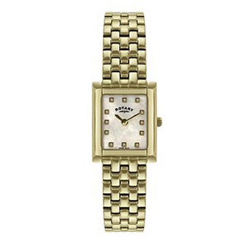 Rotary Women's Quartz Watch with Mother of Pearl Dial Analogue Display and Gold Stainless Steel Bracelet LB00045/40