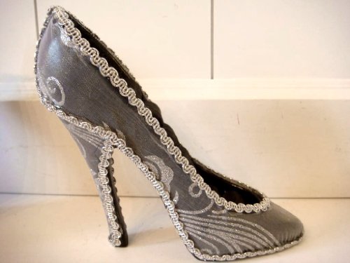 Schmuckhalter Schmuckständer Schmuckhalter Ringhalter Schuh Pumps Schmuckschuh Schmuckständer edel grau silber 12cm - 4