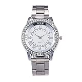 Luckhome Damen Armbanduhr Quartzuhr Analog Strass Deko Armband Uhr Mit Batterie,Art- Und Weisefrauen Beiläufige Uhr-Analoge Quarz-Armbanduhr Damenuhr C07-G (D) (B)