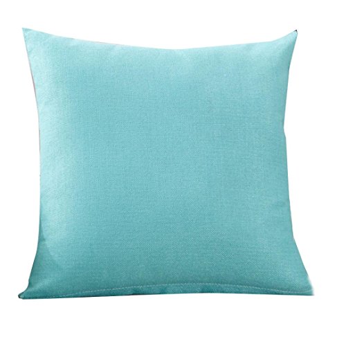 Funda de lino de lino de color liso,Subfamily®Moda simple Fundas de almohada Cafe Sofa Funda de cojín Decoración del hogar (1, Light Blue)