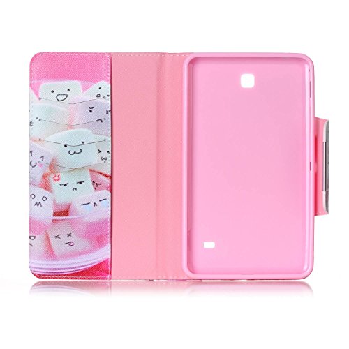für Samsung Galaxy Tab 4 7.0 Hülle Leder Emoji Zuckerwatte Muster,SKYXD [Auto Schlaf/Wach Funktion] PU Folio Klappbar Schutzhülle [Standfunktion/Brieftasche Kartenfach/Magnet] Klapphülle mit [Katze Handyanhänger + Eingabestift] 3 in 1 Zubehör Handy Tasche Etui for Samsung Galaxy Tab 4 7.0 Zoll T230 T231 T235 Bookstyle Flip Case Leather Cover With [Stylus and Dust Plug] - 4