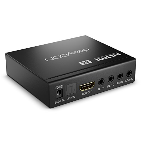 deleyCON 4K HDMI Audio Extractor Konverter 7.1 CH Digitaler Audio Adapter Konverter Dolby Digital HDMI SPDIF Toslink Optisch L/R Stereo Digital Analog Wandler - 2