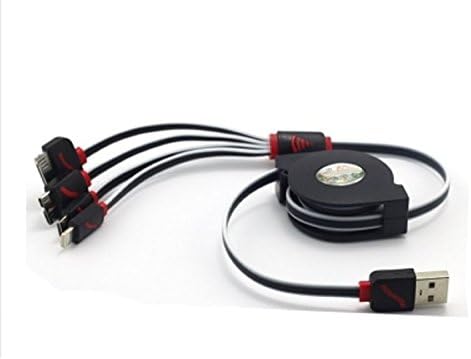 Charging Cable,Retractable 4 in 1 Multifunctional Universal USB Charger Cable for iPhone, Android,MP3,MP4. (Black)
