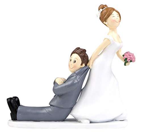 Mopec Y967 - Figura de pastel de boda novios sí o sí tirando de la chaqueta, 19 cm