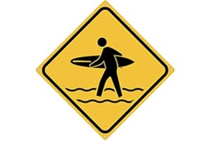 Eletina Panneau Surfer Crossing Road Beach Hang Ten Surf's Up - 30,5 x 30,5 cm - Métal - Fixation murale - Style rétro - Thème surf