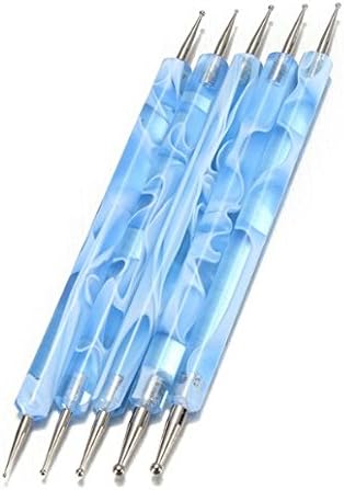 Set of 5 Multi Coloured Swirl Double Ended Nail Art Dotting/Marbleizing tools Color Choose (Blue)
