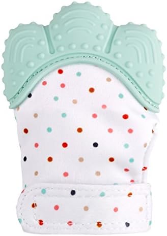 Onebycitess Silicone Baby Teether Mitten Babies Self-Soothing Pain Relief Teething Glove Toys Food Safe Grade Teething Mitt Green