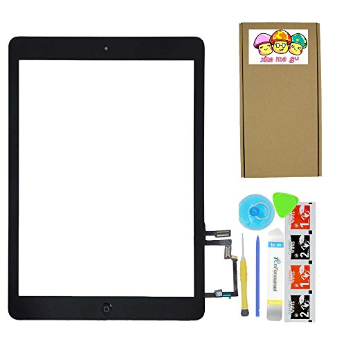 XIAO MO GU Touchscreen Digitizer Ersatz Vorderer Glas Display für iPad Air 1st Generation (iPad 5) A1474, A1475 mit Flexkabel und Werkzeug Schwarz Ersatz