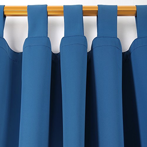 Deconovo Vorhang Verdunkelung Gardinen Blickdicht Verdunkelungsvorhang Schlaufen 245×140 cm Blau - 3