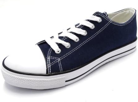 Mens Womens Ladies Unisex Lace Up Toe Cap Canvas Plimsolls Pumps Navy