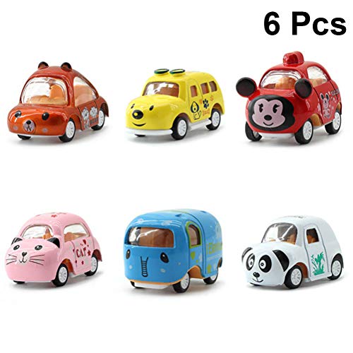 TOYMYTOY Mini Pull Back Vehicles, Metal Ainmal Car Toys for Toddlers - 6 Pieces