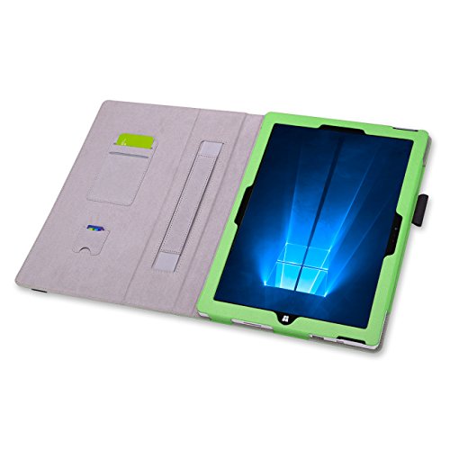Microsoft Surface Pro 3 Cover Tasche mit praktischer Stand Funktion Case aus robustem Kunstleder kombiniert Schutz und Design für Ihr Microsoft Surface Pro 3 Hülle Case Grün von UC Express® - 5