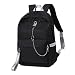 Produktbild Q.KIM Neues Upgrade Schulranzen mit USB-Ladeport Laptop Rucksack Schultasche Einfarbig Lässige Daypack-Schwarz Grau B