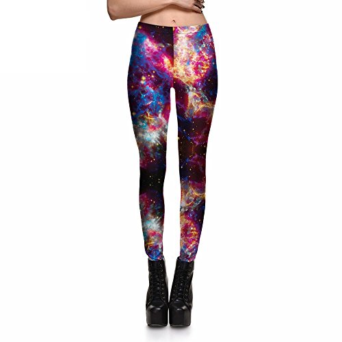 Galaxy Printed Leggings Elasticity Tie Space Dye Silk Milk