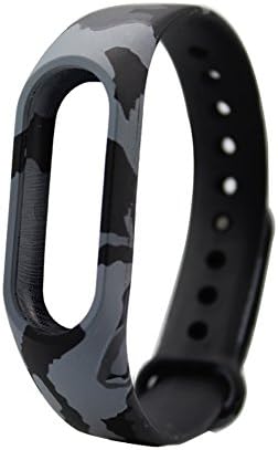 Yins Camouflage Silicone Wrist Strap + Screen Thin Protective Film Sets, Smart Bracelet Spare/Replacement Smartband for Xiaomi Mi band 2 - Camo Grey