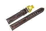 14mm braun Ersatz Uhrenarmbänder / Bands Luxus handgemachte echtes Leder-Gold Faltschließe Standardlänge
