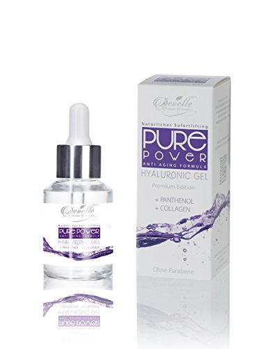 Develle Hyaluron-Säure-Gel mit Panthenol und Collagen | Hyaluron-Gel Haut-Pflege für Männer und Frauen | Hochkonzentrierte Anti-Aging-Creme mit Sofort-Facelift | Hyaluron Konzentrat Gel Beauty Kosmetik-Produkt in 30ml Glasflasche