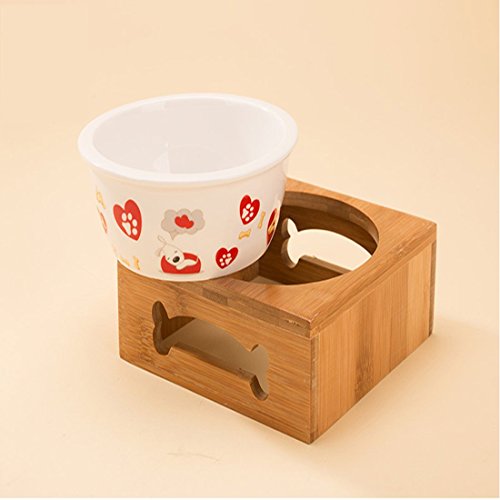 Preisvergleich Produktbild Bambusrahmen Abnehmbare Haustier Hund Schüssel Taidi Jinmao Keramikschale Abnehmbare Reis Schüssel Essen Schüssel Bambus Rahmen Katze Schüssel,Ceramicsinglebowl,S
