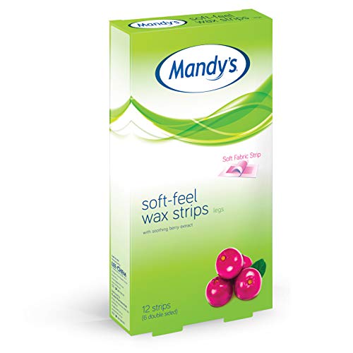 Mandy’s Soft Feel Wax Strips for Legs & Body – Hair Removal Waxing Strips – 6 Double Sided Fabric Strips