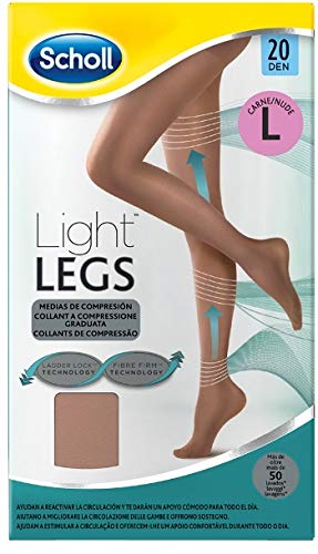 Scholl Medias de Compresión Ligera Mujer Light Legs 20DEN, Color Carne, L