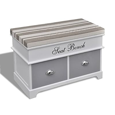 vidaXL Banc de rangement avec 2 tiroirs, coussin inclus, banquette coffret de rangement