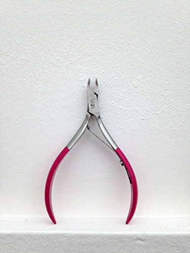 COLOURFUL Viba Professional Surgical-Grade Stainless Steel Cuticle Nippers, French Handle D01, Single Spring (5mm, Fuchsia)
