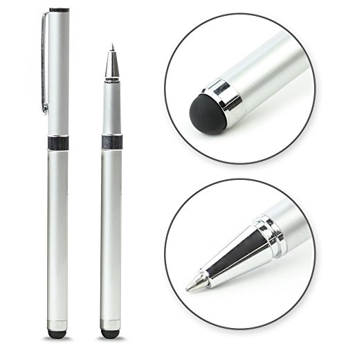 subtel 2 in 1 Touchpen Stylus + Kugelschreiber für Smartphone, eRader Tablet & Co. Eingabestift Touchscreen (z.B. iPhone 6 5 4, iPad, Samsung Galaxy, HTC, Nokia Lumia etc.) silber