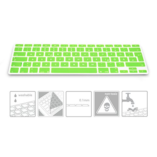 kwmobile Tastaturschutz Apple MacBook Air 13“/ Pro Retina 13“/ 15“ – QWERTZ Silikon Laptop Tastaturfolie – Notebook Tastaturschutzfolie Grün - 3