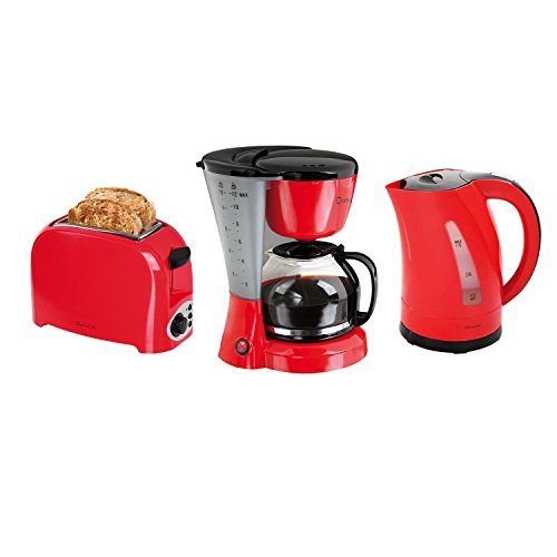 spécifications Grille-pain 2 fentes rouge/noir + Bouilloire rouge/noir 1.7L + Cafetière 12 tasses