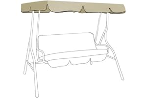 JUDY1980 Toldo de balancín de jardín de 3 plazas, Impermeable, Techo de Repuesto para balancín Exterior Anti Rayos UV, Techo de Repuesto para Columpio, jardín terraza o balcón…
