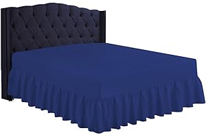 Odeur Easy Iron Royal Blue Single Valance Sheet Frilled Base Fitted Valance Sheets, Poly Cotton Single Bed Valance Sheet, Polycotton Fitted Valance Sheet Single Bed