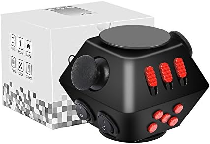 Fidget Cube, Magic Fidget Spinner to Relieve Stress and Anxiety, 10 Sides Fidget toy, Fidget Cube Puzzle Toy for Kids and Adults (black)
