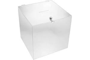 PRIMEMATIK.COM PrimeMatik - Urna Scatola in metacrilato Trasparente con Chiave di Sicurezza 30x30x30 cm